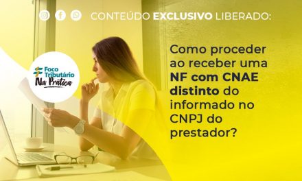 Como proceder ao receber uma NF com CNAE distinto do informado no CNPJ do prestador?